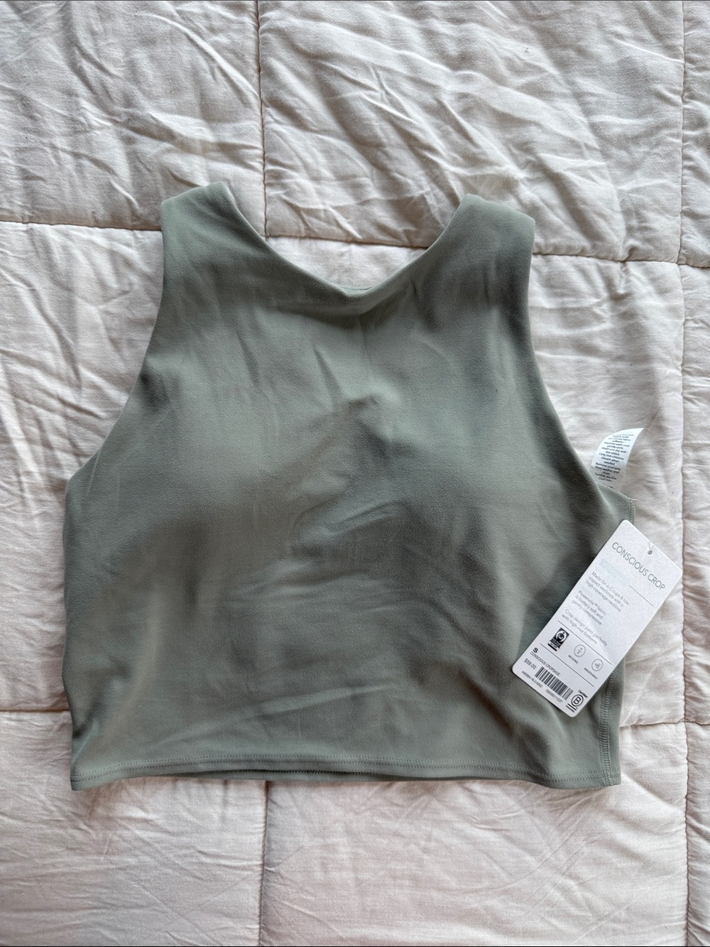 Light Olive Women's Cropped Tank Top - Brand: ATHLETA